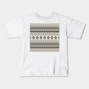 Aztec Black on Cream Mixed Motifs Pattern Kids T-Shirt